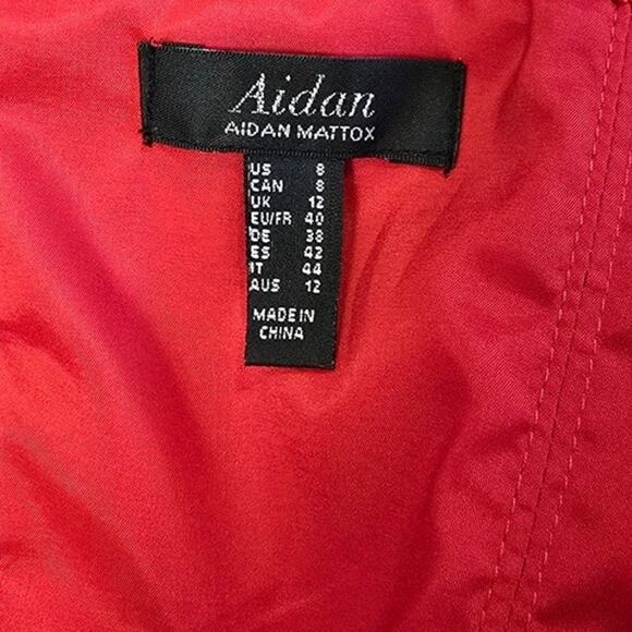 Aidan Mattox Red Off Shoulder Knee Length Slit Dress Size 8 Cocktail Party - Picture 4 of 4